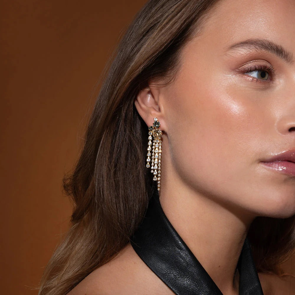 AMY EARRINGS GOLD  Black Golden Combo