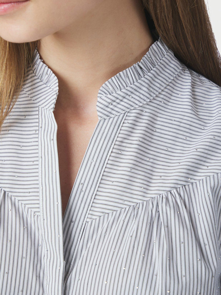Astrida Stripe Stone Blouse  White