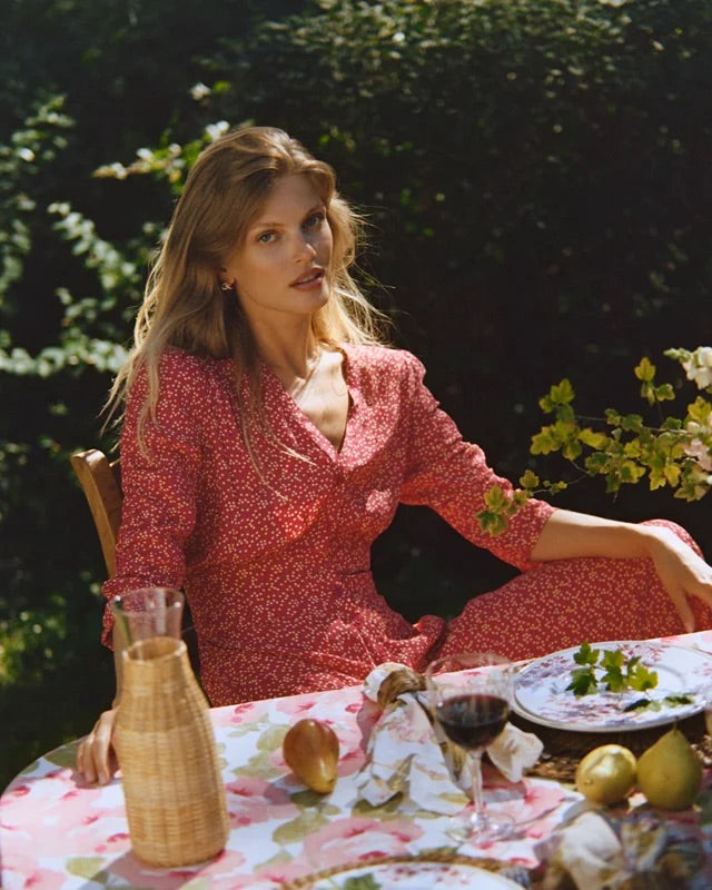 Spring Button-Down Dress  Red Dots