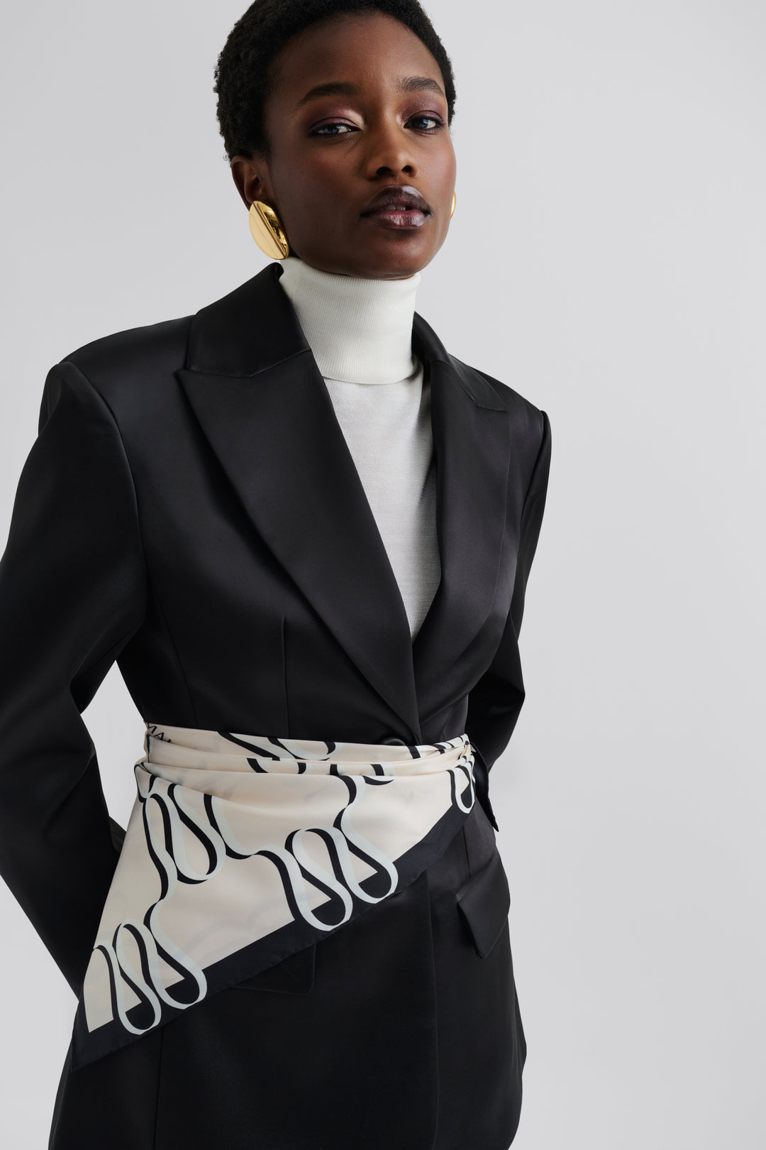 SILK TWILL SCARF  Monogram Cream