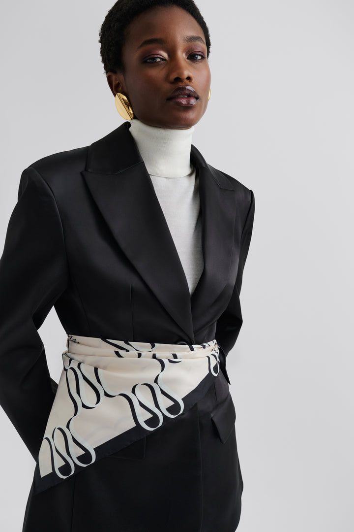 SILK TWILL SCARF  Monogram Cream