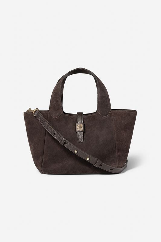 Lucille Tote Bag Smal  Dark Brown Suede