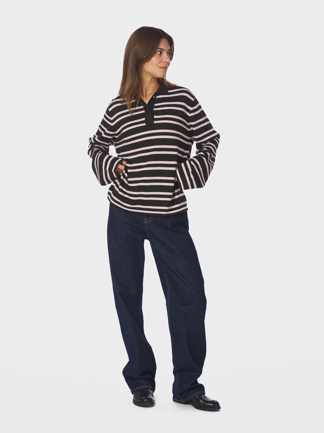 Mala Polo Knit Blouse  Dark Brown