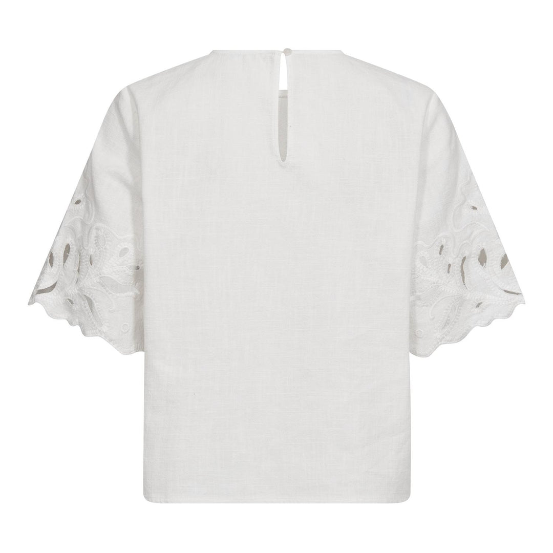 LitaCC Linen Emb SS Blouse  White