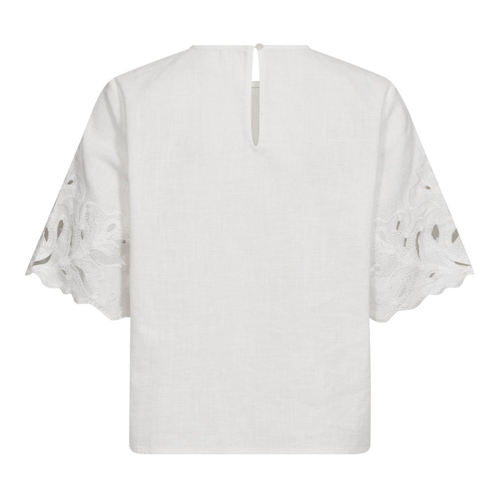 LitaCC Linen Emb SS Blouse  White