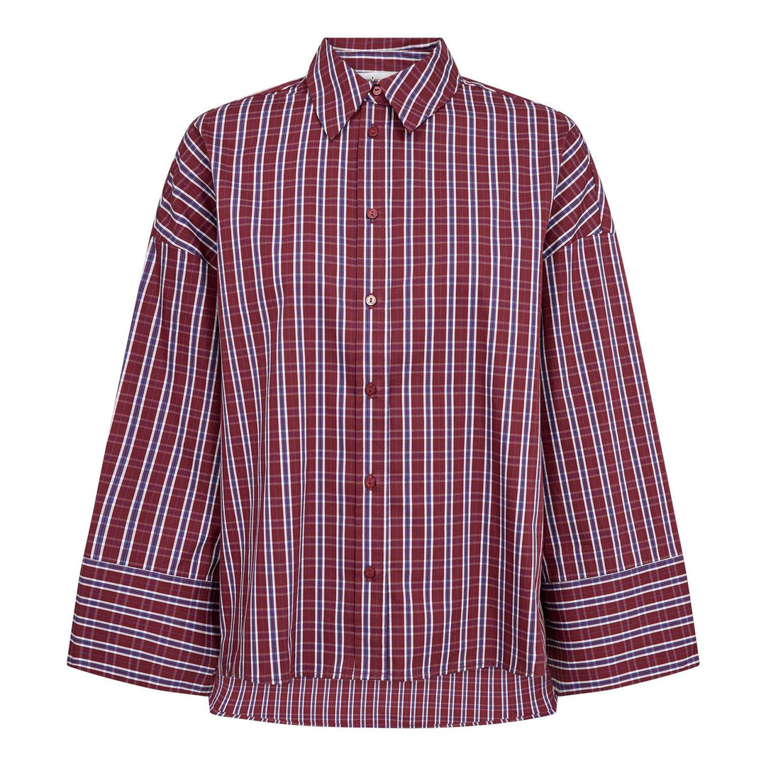 ReneeCC Check Cuff Shirt  Berry Red