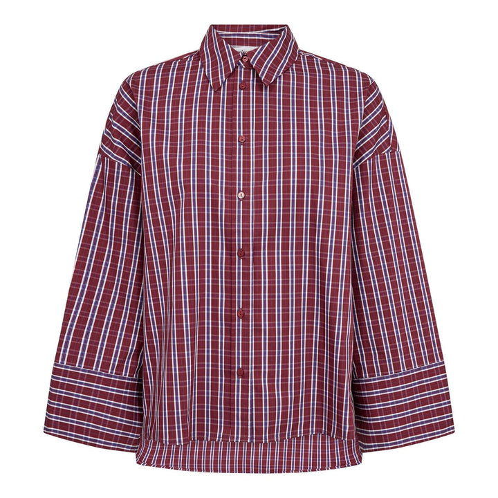 ReneeCC Check Cuff Shirt  Berry Red