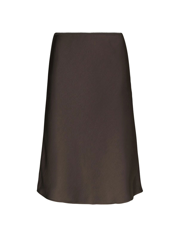 Mindie Heavy Sateen Skirt  Dark Brown