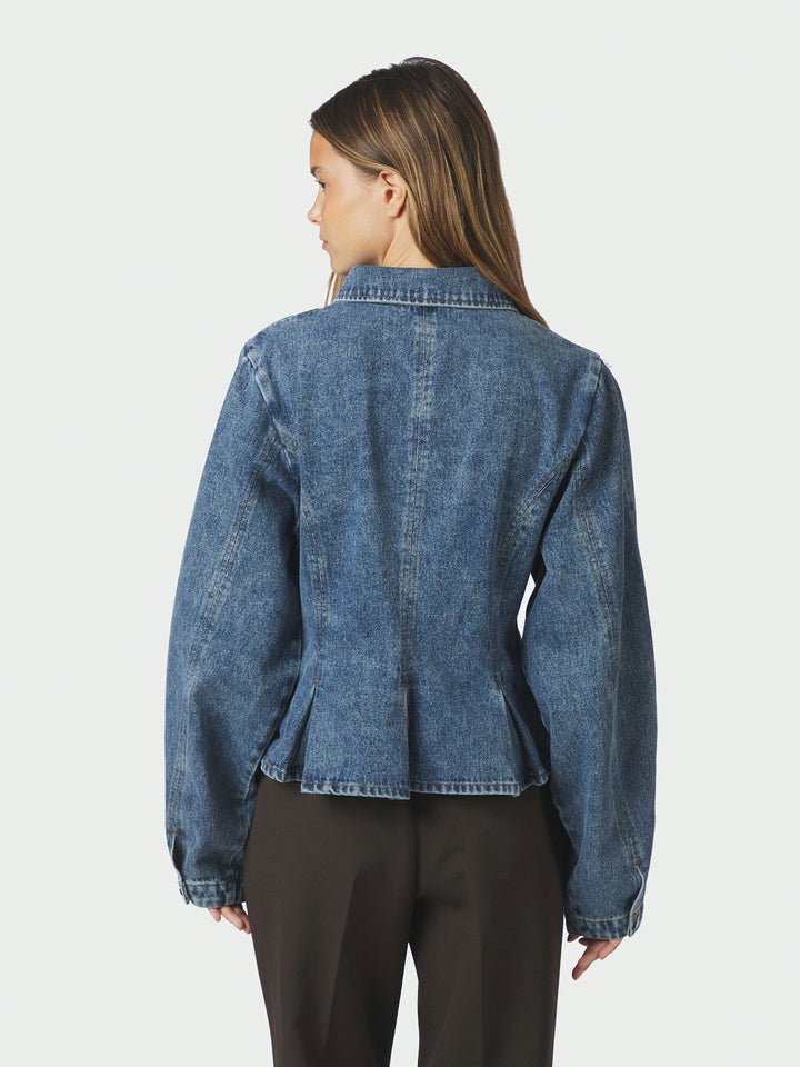 Rivora Denim Peplum Jacket  Blue