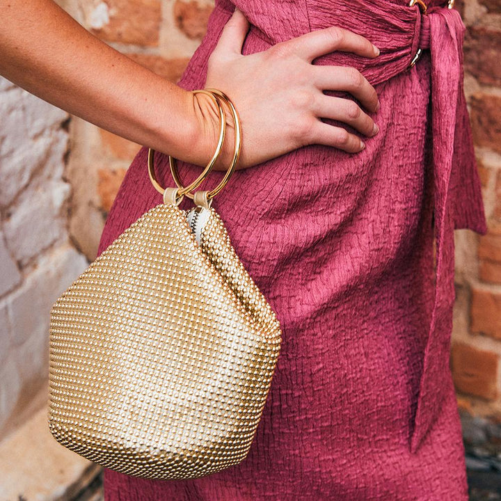 BIANCA Ball Mesh Handle Bag Gold