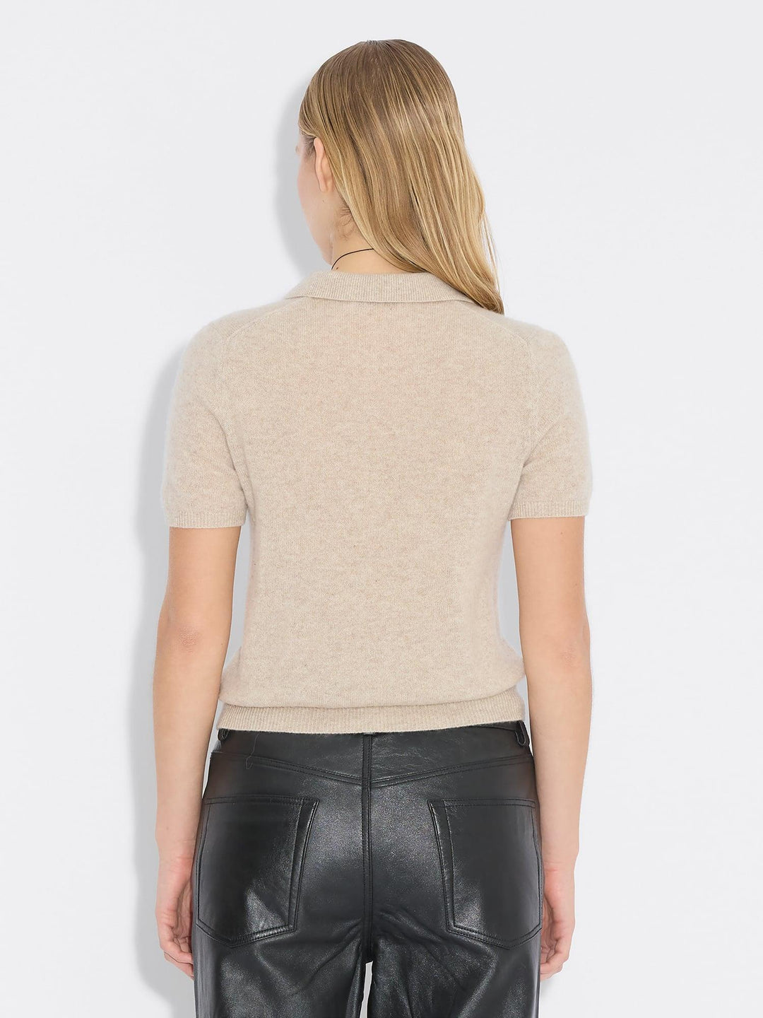 Cashmere Short Sleeve Polo 26-02  Sand