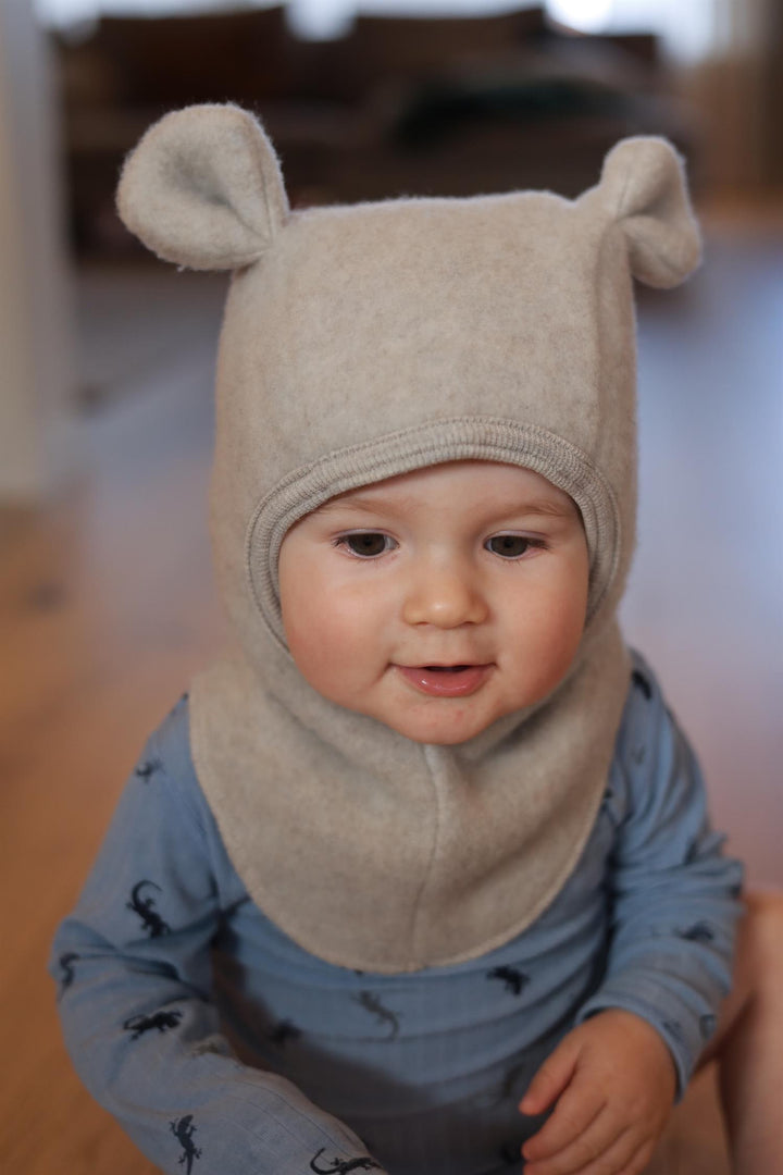 Balaclava Ears Wool Fleece  Camel Melange