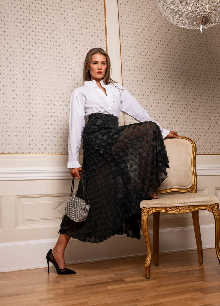 Astrid Skirt Black Applique  Black Applique