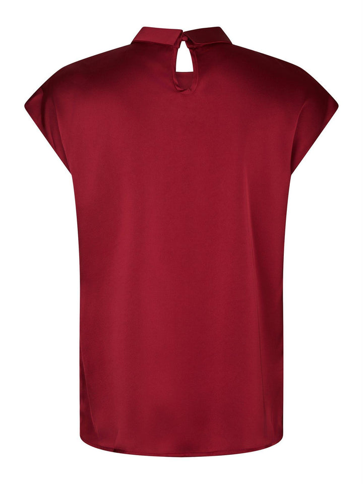 Fleur Drapy Satin Blouse  Wine