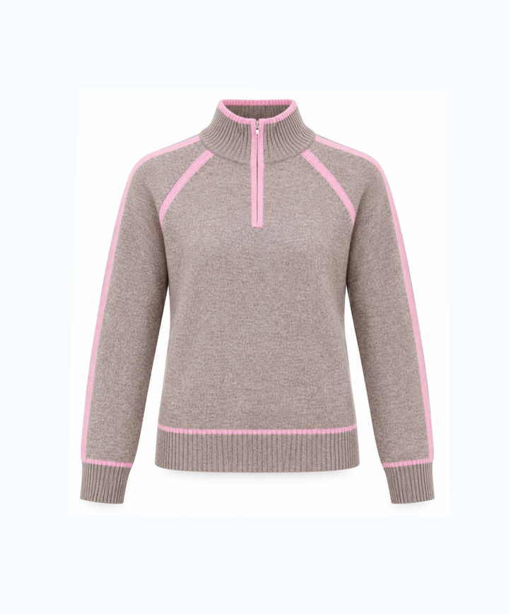Esther 1/2 zip genser  Warm Taupe