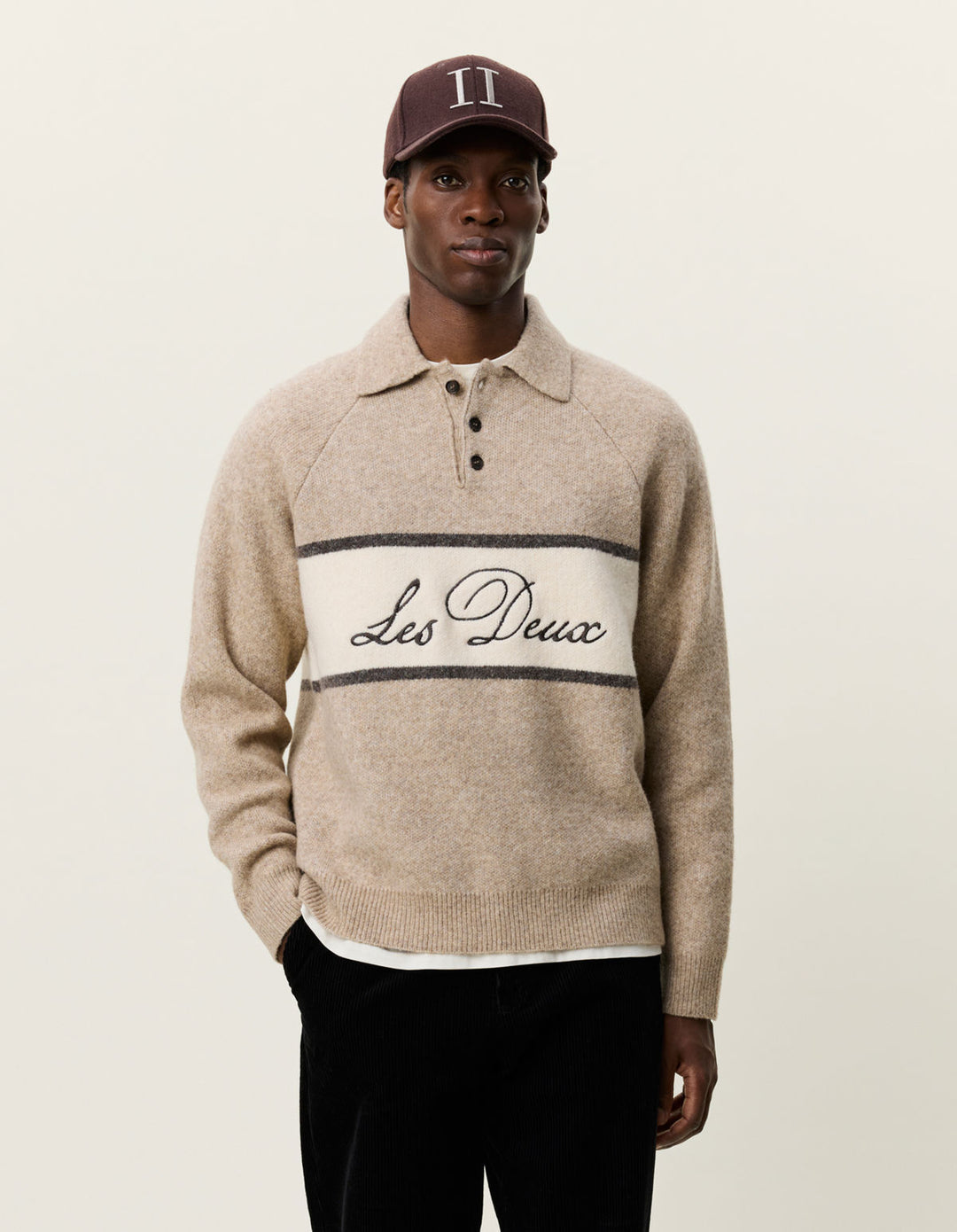 Signature Melange Knitted Polo Dark Sand Melange