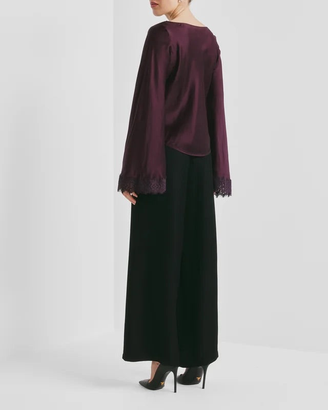 Satin Drape Top  Burgundy