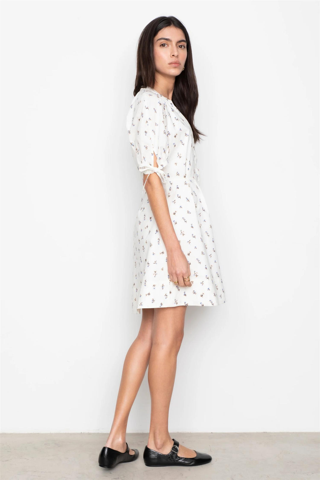 Lia Dress  White Anemone Print