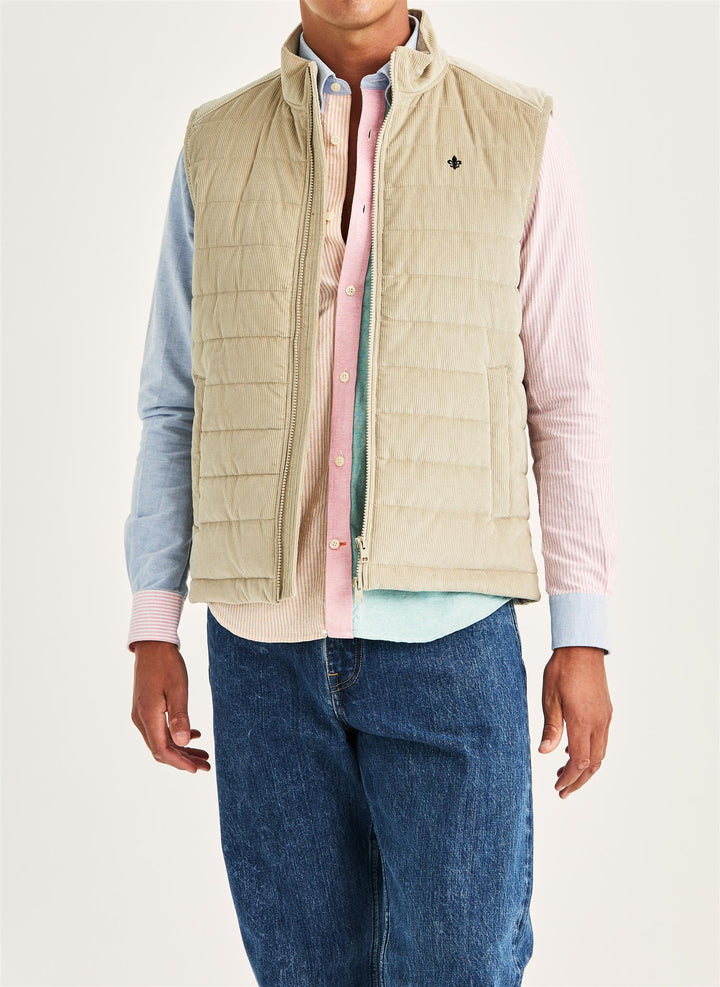 Ted Quilted Cord Vest  Khaki