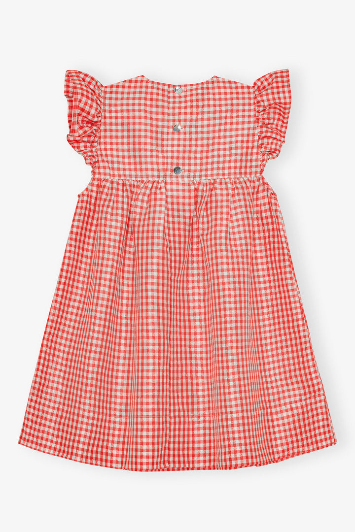 Crinkled Taffeta Check Frill Mini Dress  Red Alert