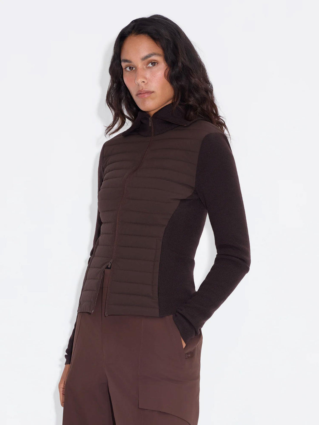 Lindsey Padded Knit Jacket Brown