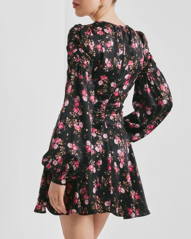Satin Mini Dress  Blooming Night