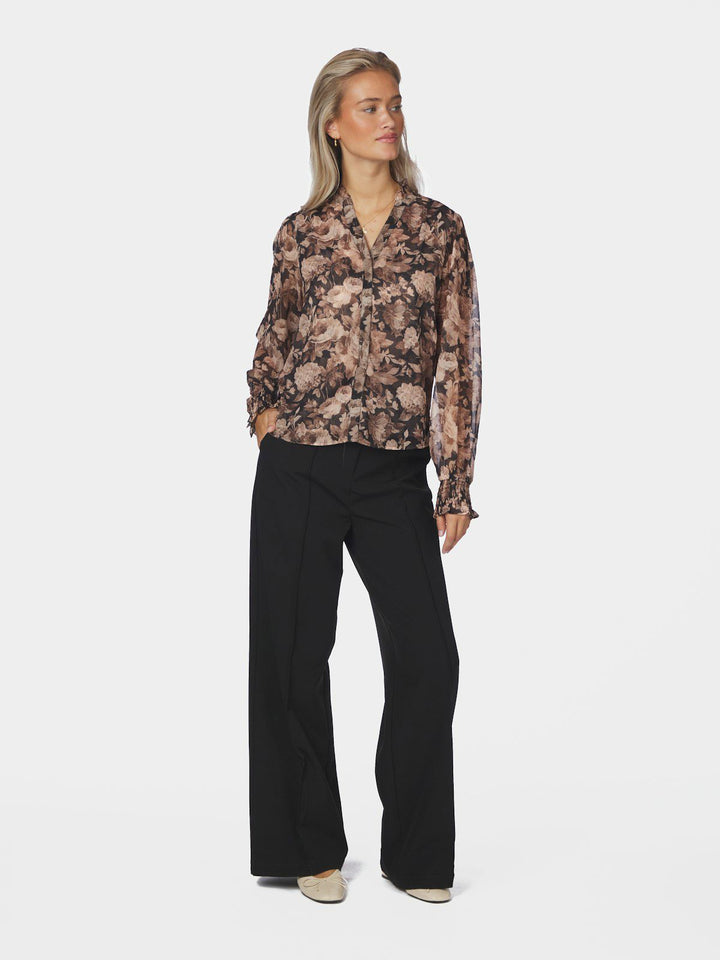 Delsie Vintage Flower Shirt Black Sand