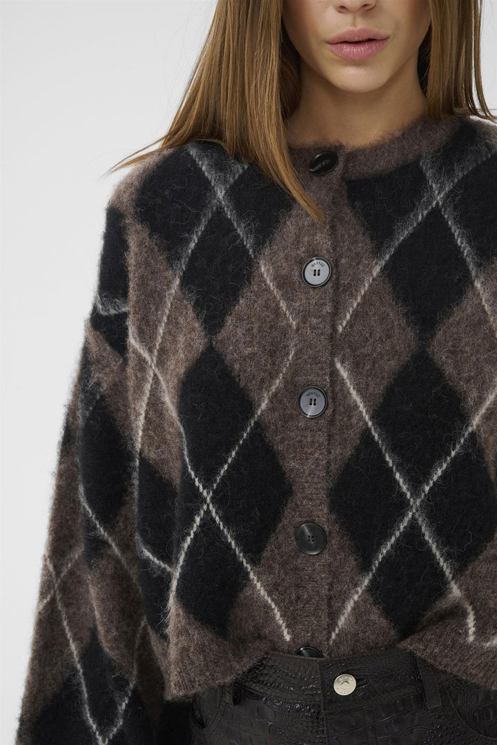 Sida Multi Cardigan  Black/Chestnut/Ivory