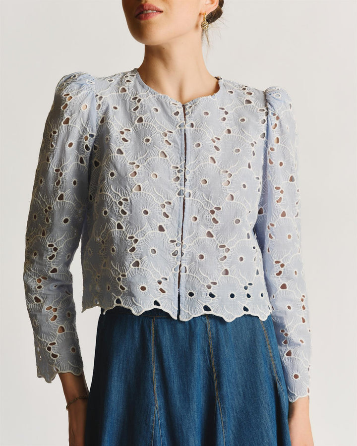 Broderie Anglaise Jacket  Light Blue