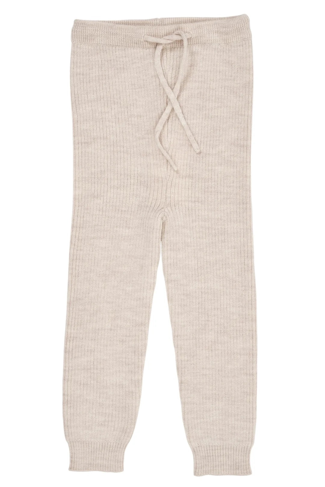 MERINO CLASSIC RIB LEGGINGS W. DRAWSTRINGS  Pale Cream Melange