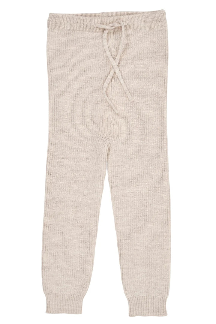MERINO CLASSIC RIB LEGGINGS W. DRAWSTRINGS  Pale Cream Melange