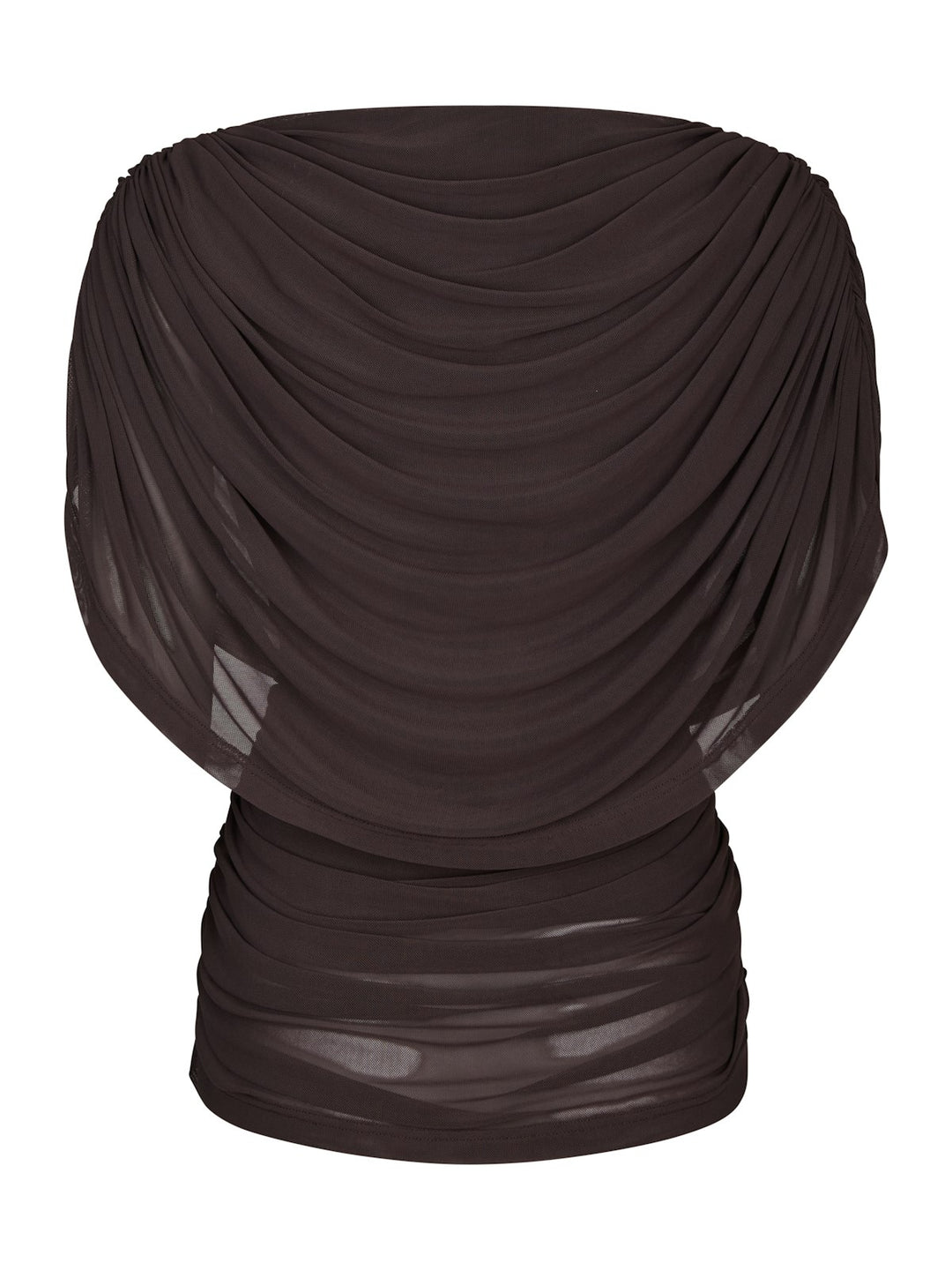 Cottuna Drapy Mesh Top  Brown