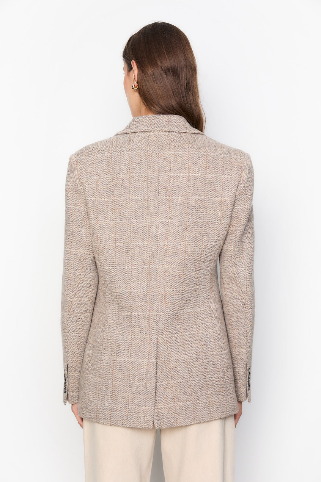 Brook Check Blazer  Taupe Herringbone