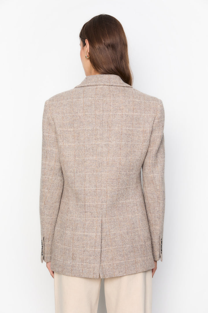 Brook Check Blazer  Taupe Herringbone