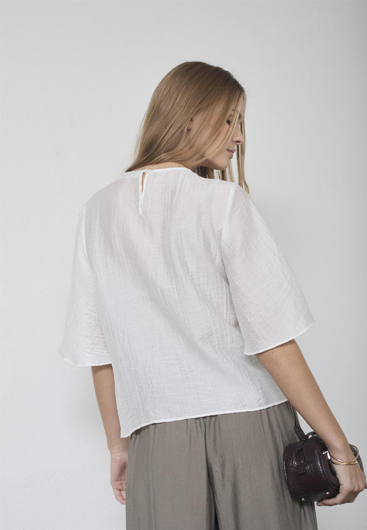 ConnyCC Drape SS blouse  White