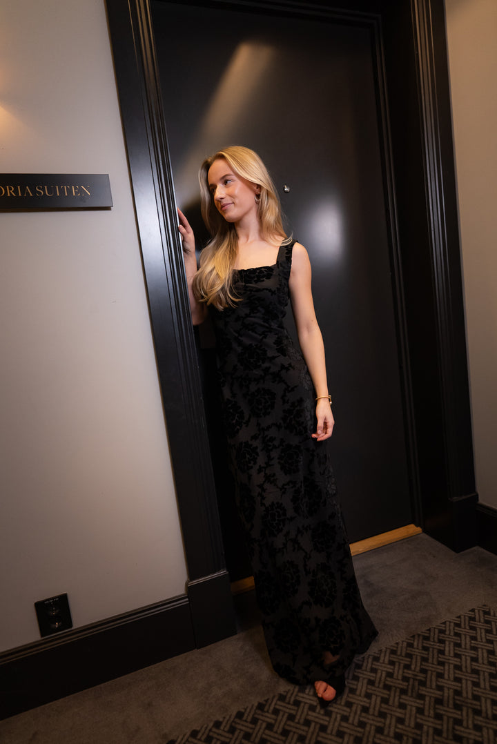 Velvet Strap Dress  Black