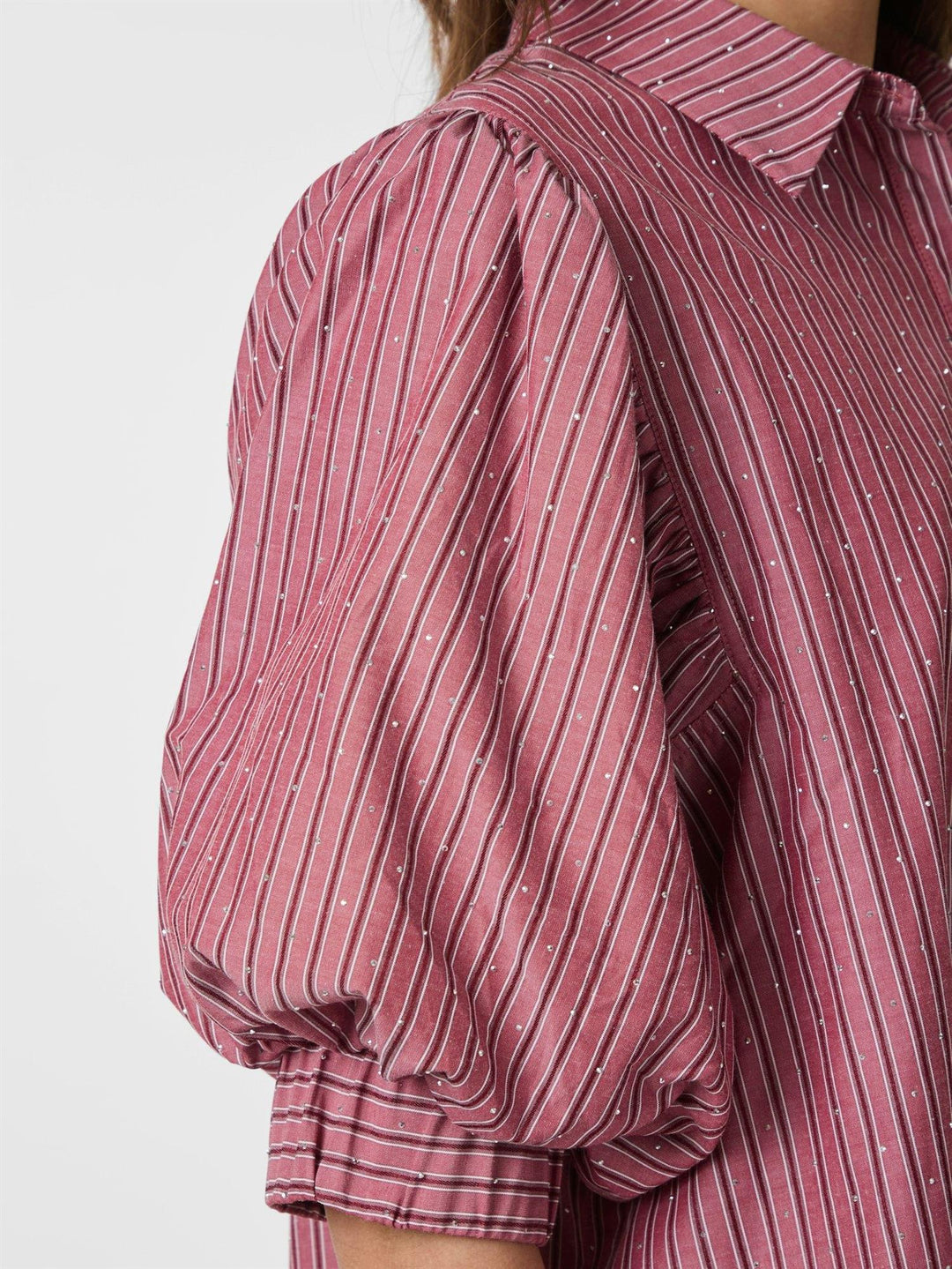 Etta Soft Stripe Stone Shirt  Dark Rose