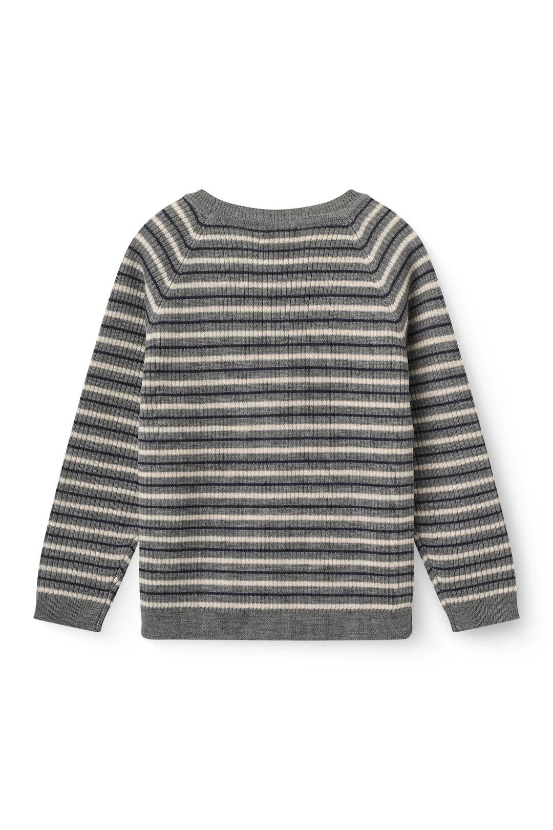 MERINO CLASSIC RIB BLOUSE  Grey Stripe