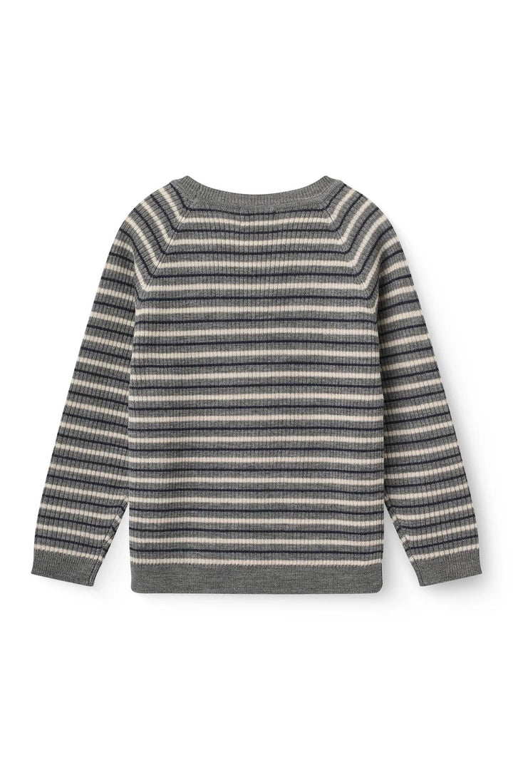 MERINO CLASSIC RIB BLOUSE  Grey Stripe