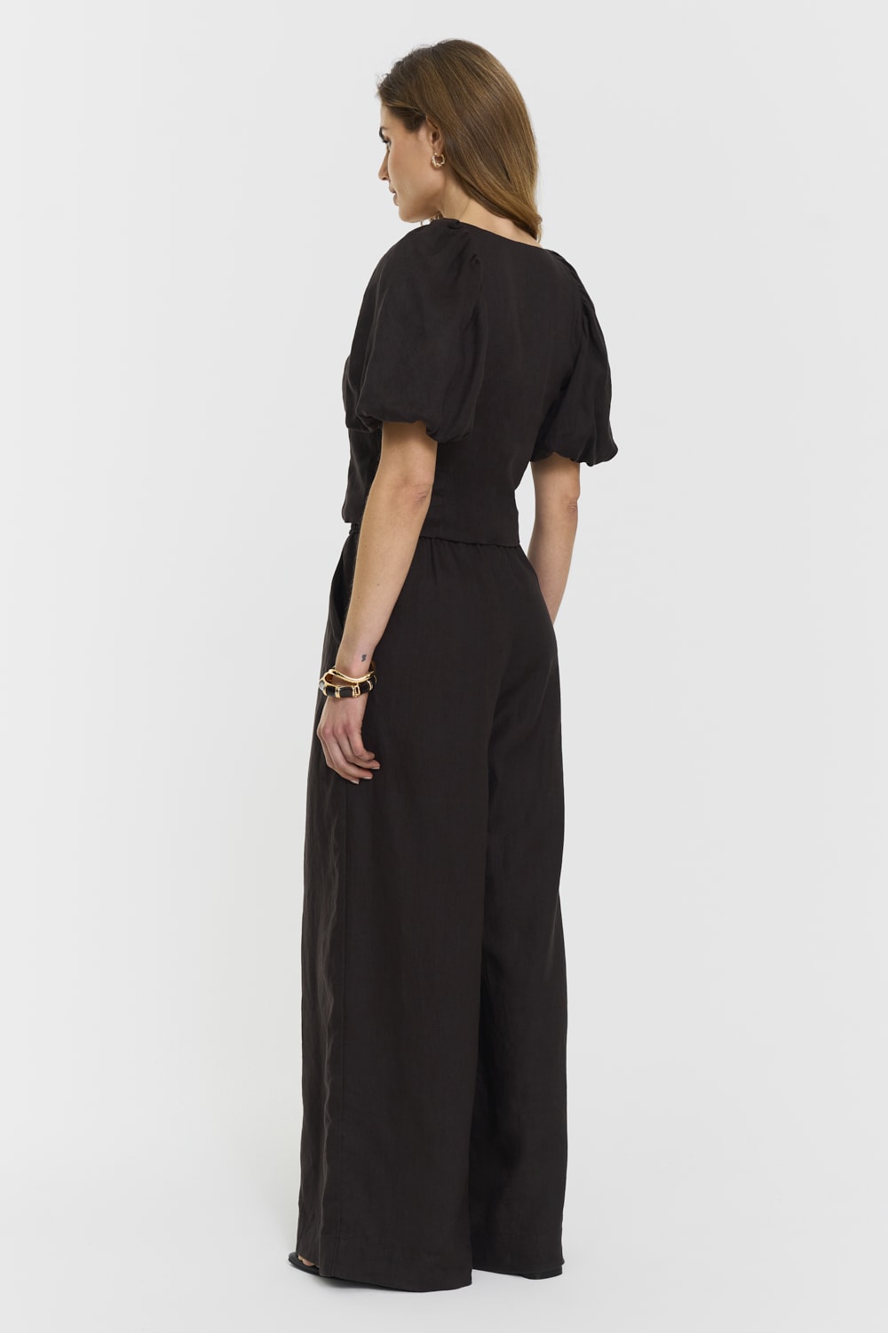 Audrina Linen Top  Coffee