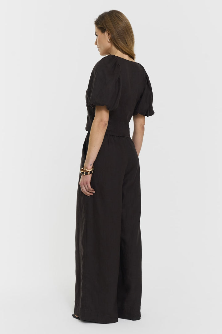 Audrina Linen Top  Coffee