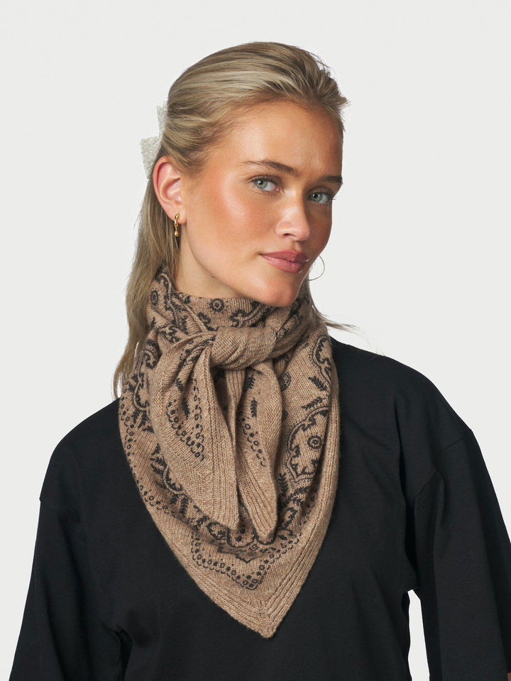 Lolana Paisley Knit Scarf Beige Melange