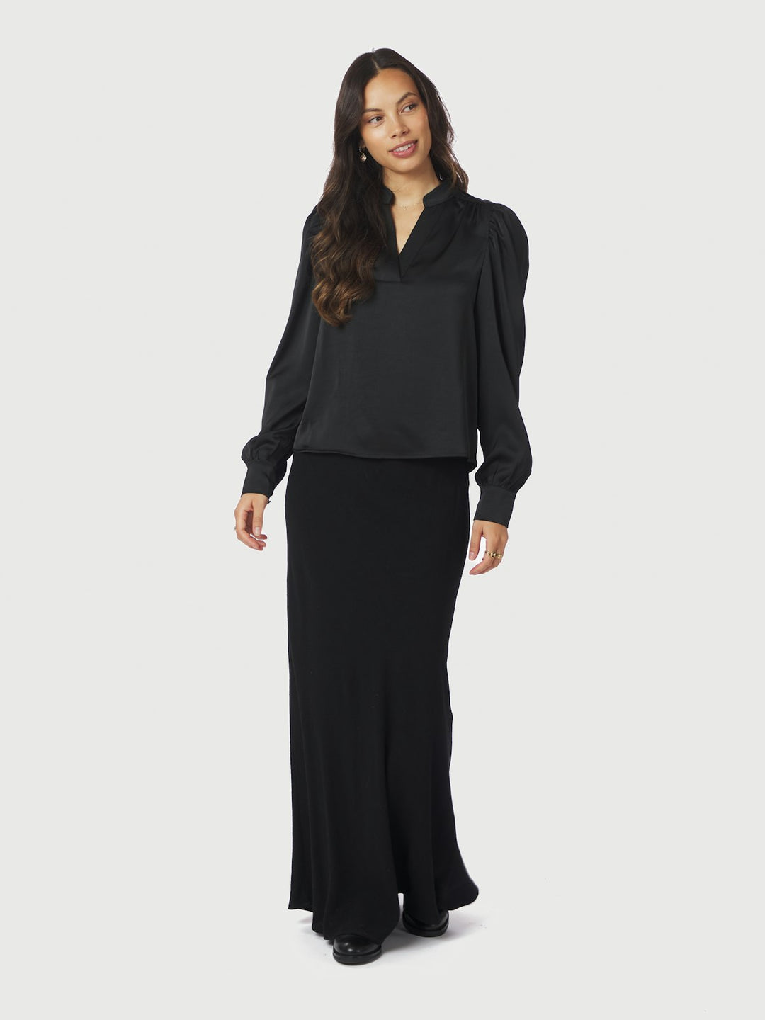 Rosslyn Heavy Sateen Blouse  Black