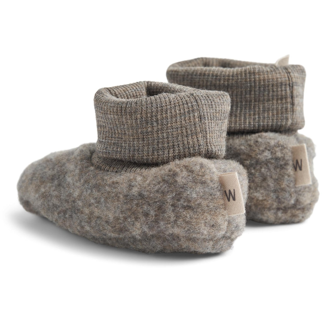 WOOL FLEECE BOOTIES LEI  Brown Melange