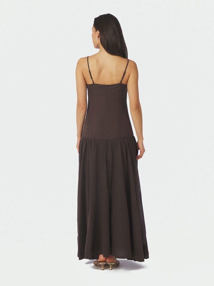 Jackie S Voile Dress  Dark Brown