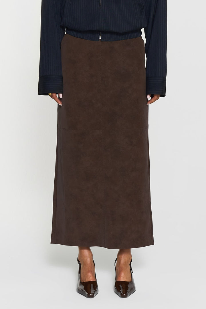 Yara Faux Suede Skirt  Mocha Brown