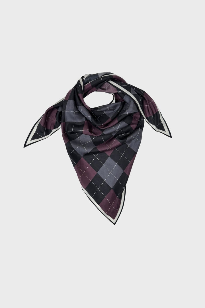 Erinna Silk Scarf  Burgundy Argyle