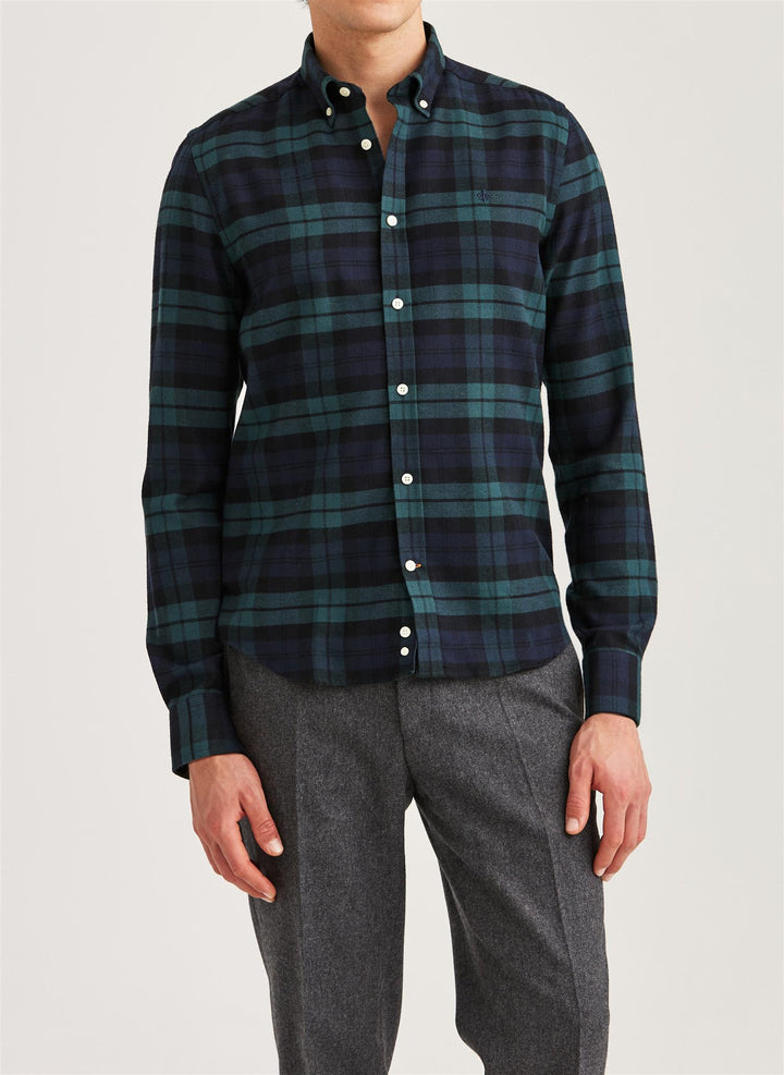 Soft Twill Tartan Shirt-Slim Fit  Navy