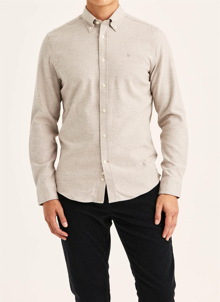 Flannel Check Shirt-Slim Fit Khaki