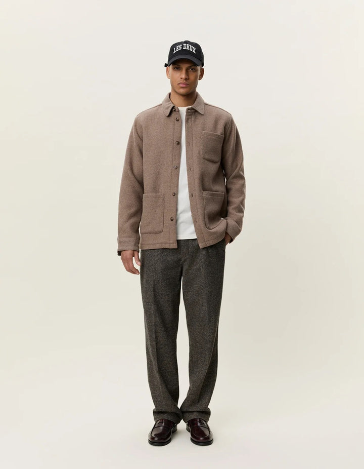 Wool Overshirt  Dark Sand Melange